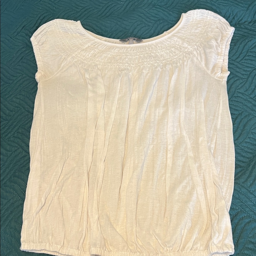 Daisy Fuentes White Textured Blouse Medium